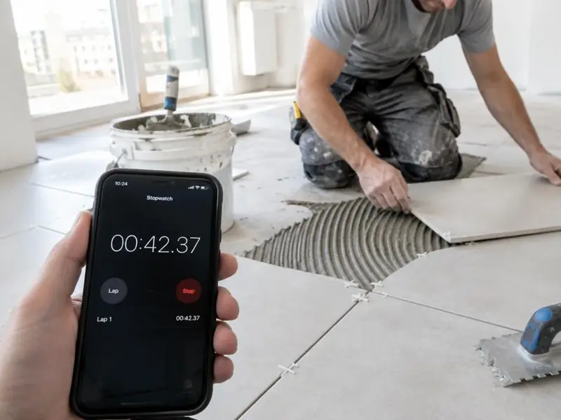 Chronometre pose carrelage collé